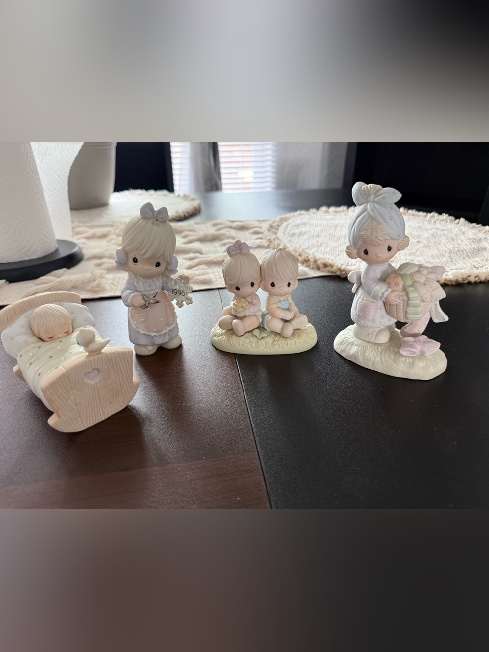 Precious Moments Pastel Figurine set of 4  - Pink, Cream, Light Blue
